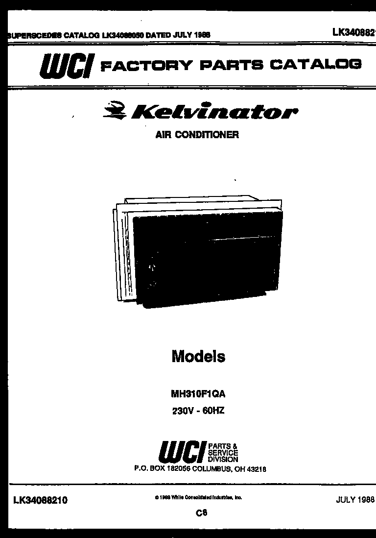 Kelvinator MH310F1QA front cover/text only diagram