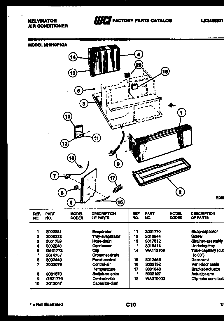 Kelvinator MH310F1QA electrical parts diagram