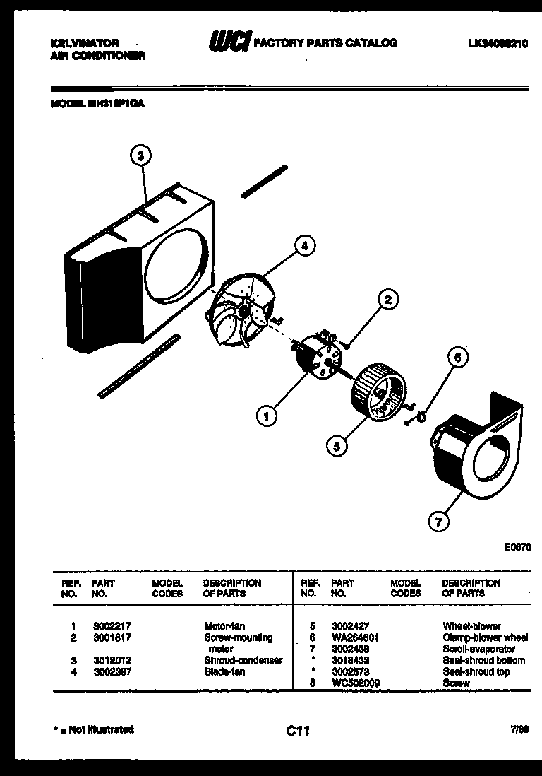 Kelvinator MH310F1QA air handling parts diagram