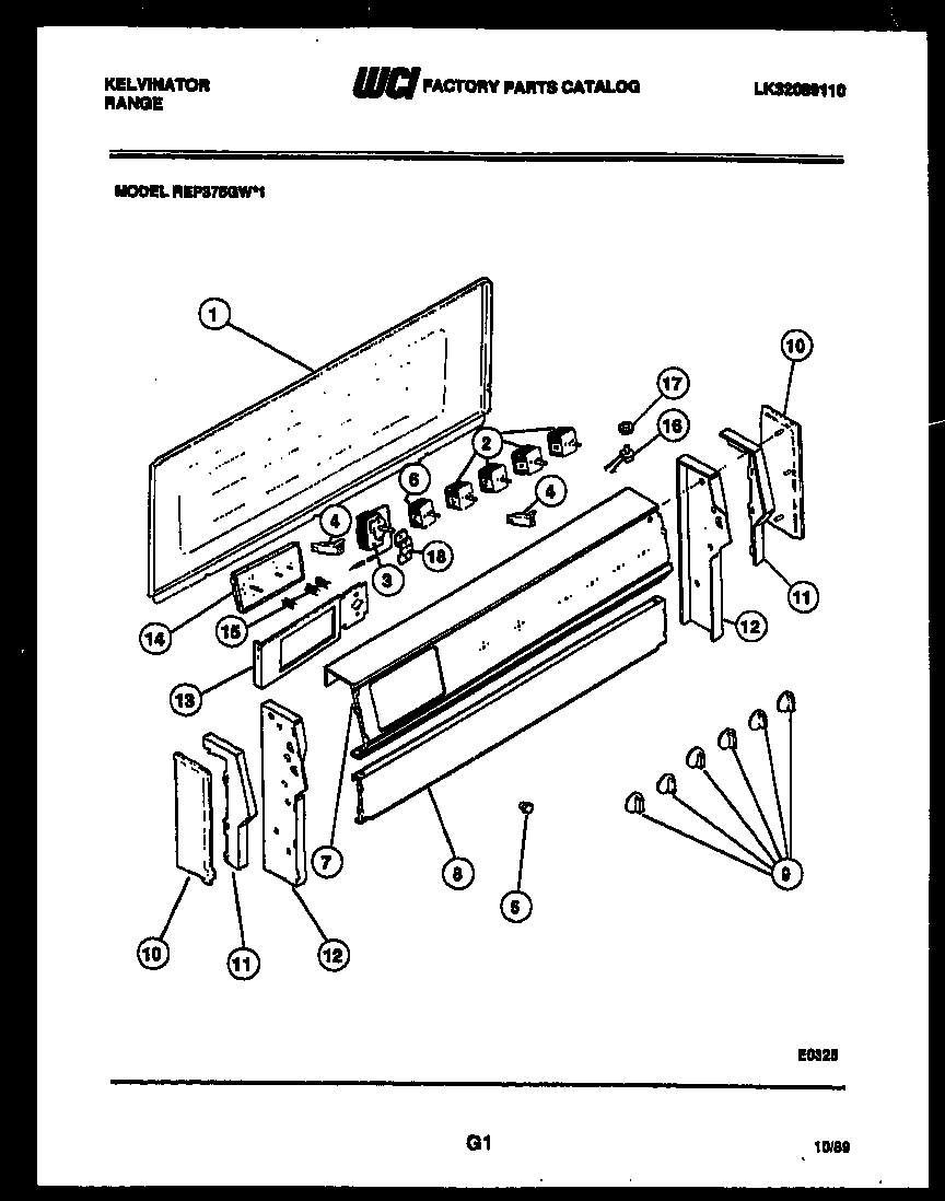 Kelvinator REP375GW1 backguard parts diagram