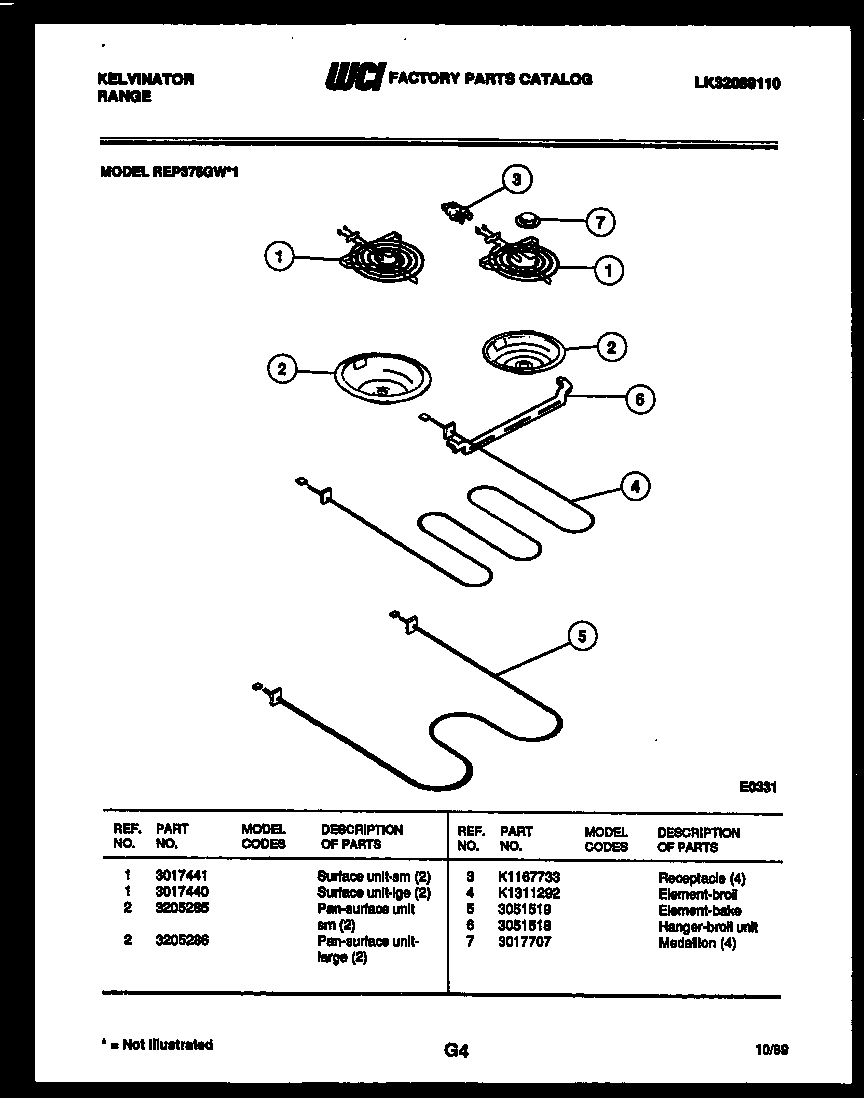 Kelvinator REP375GW1 broiler parts diagram