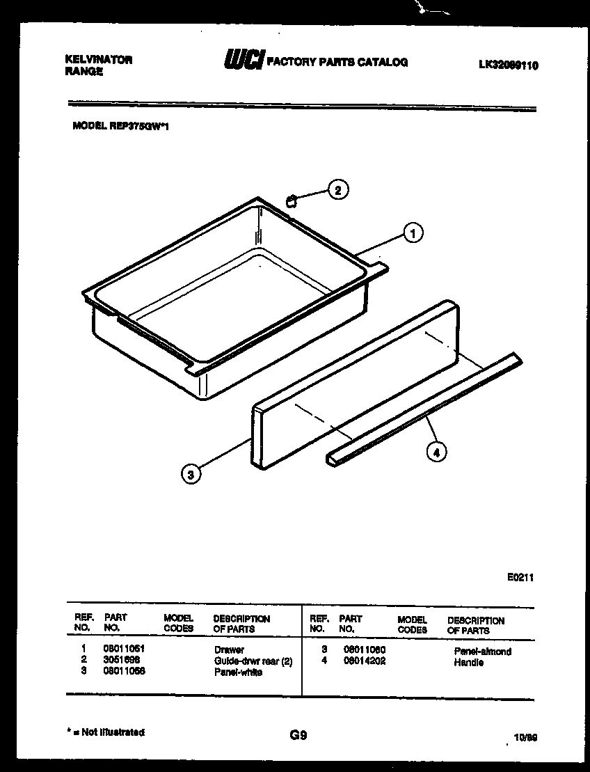 Kelvinator REP375GW1 drawer parts diagram