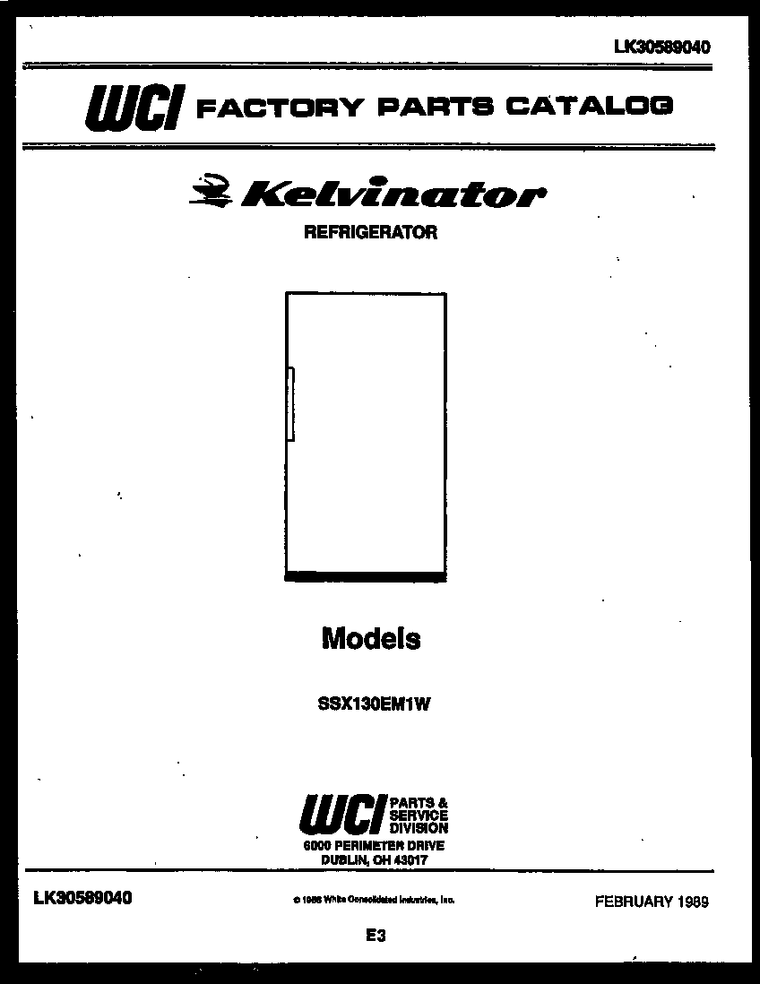 Kelvinator TAK160EN0W cover page diagram