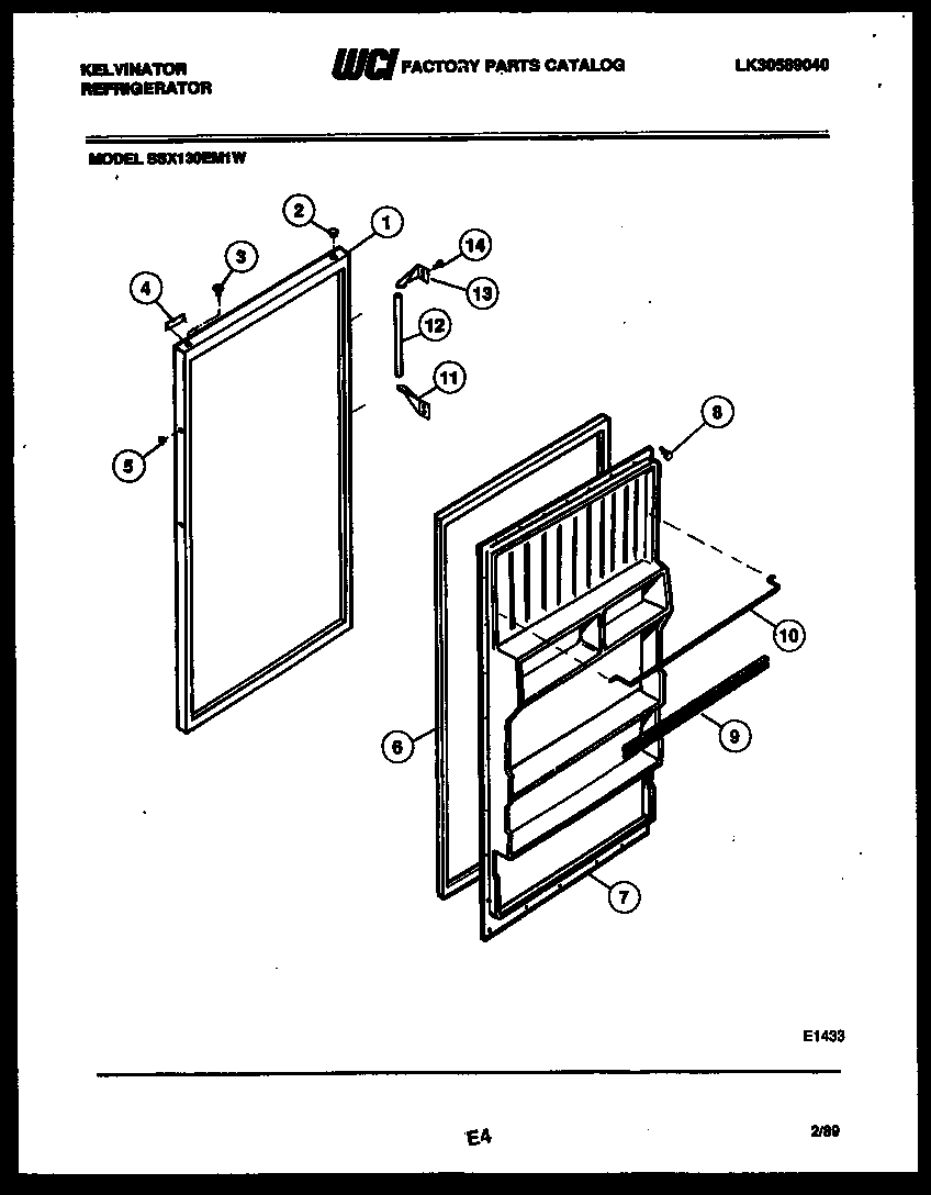 Kelvinator TAK160EN0W door parts diagram