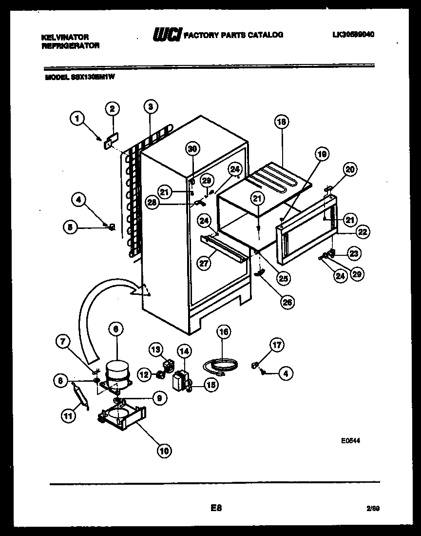 Kelvinator TAK160EN0W shelves and supports diagram