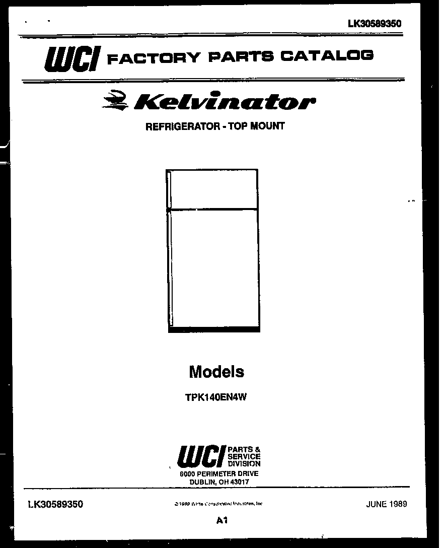Kelvinator TPK140EN4V cover page diagram