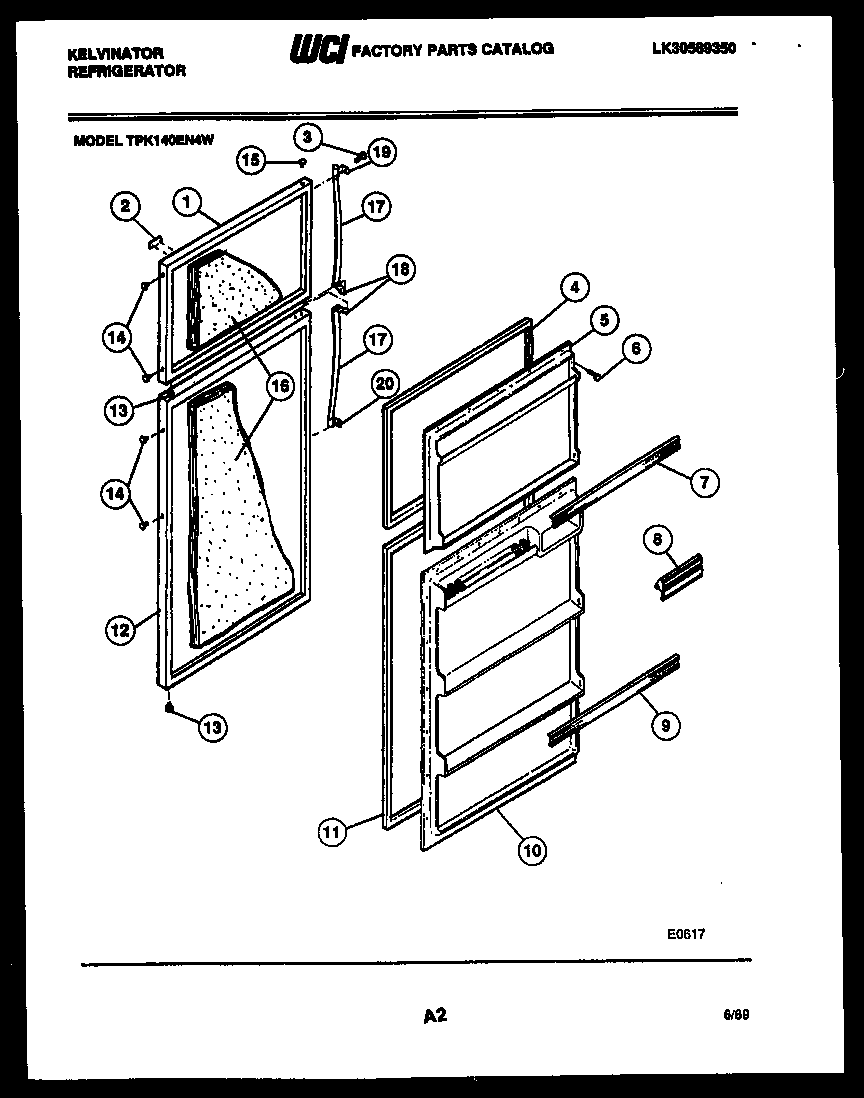 Kelvinator TPK140EN4V door parts diagram