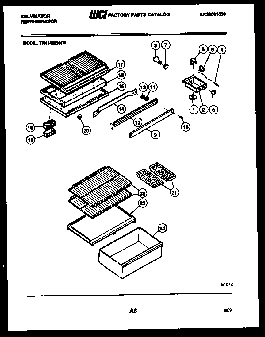 Kelvinator TPK140EN4V shelves and supports diagram