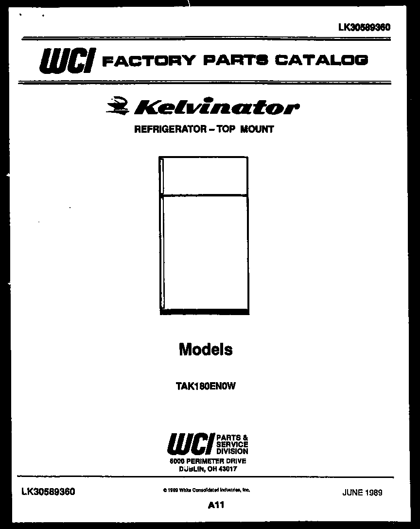 Kelvinator TAK180EN0T cover page diagram