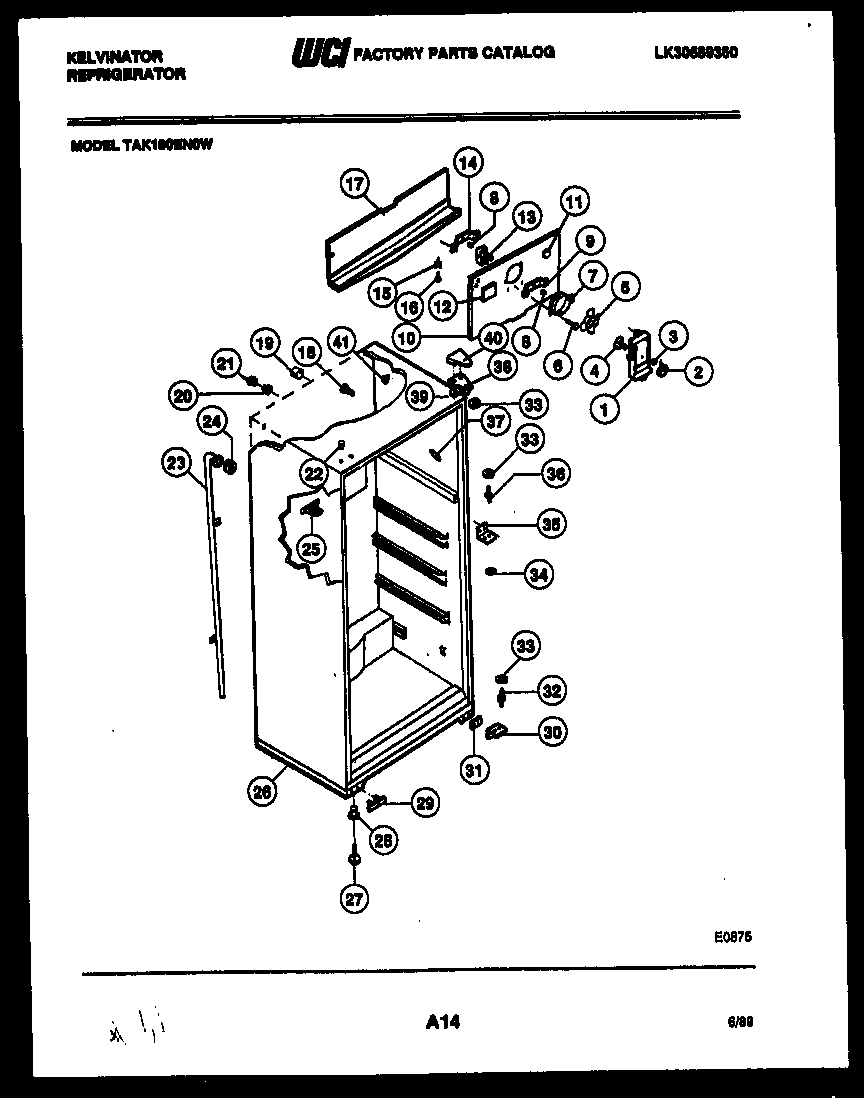 Kelvinator TAK180EN0T cabinet parts diagram