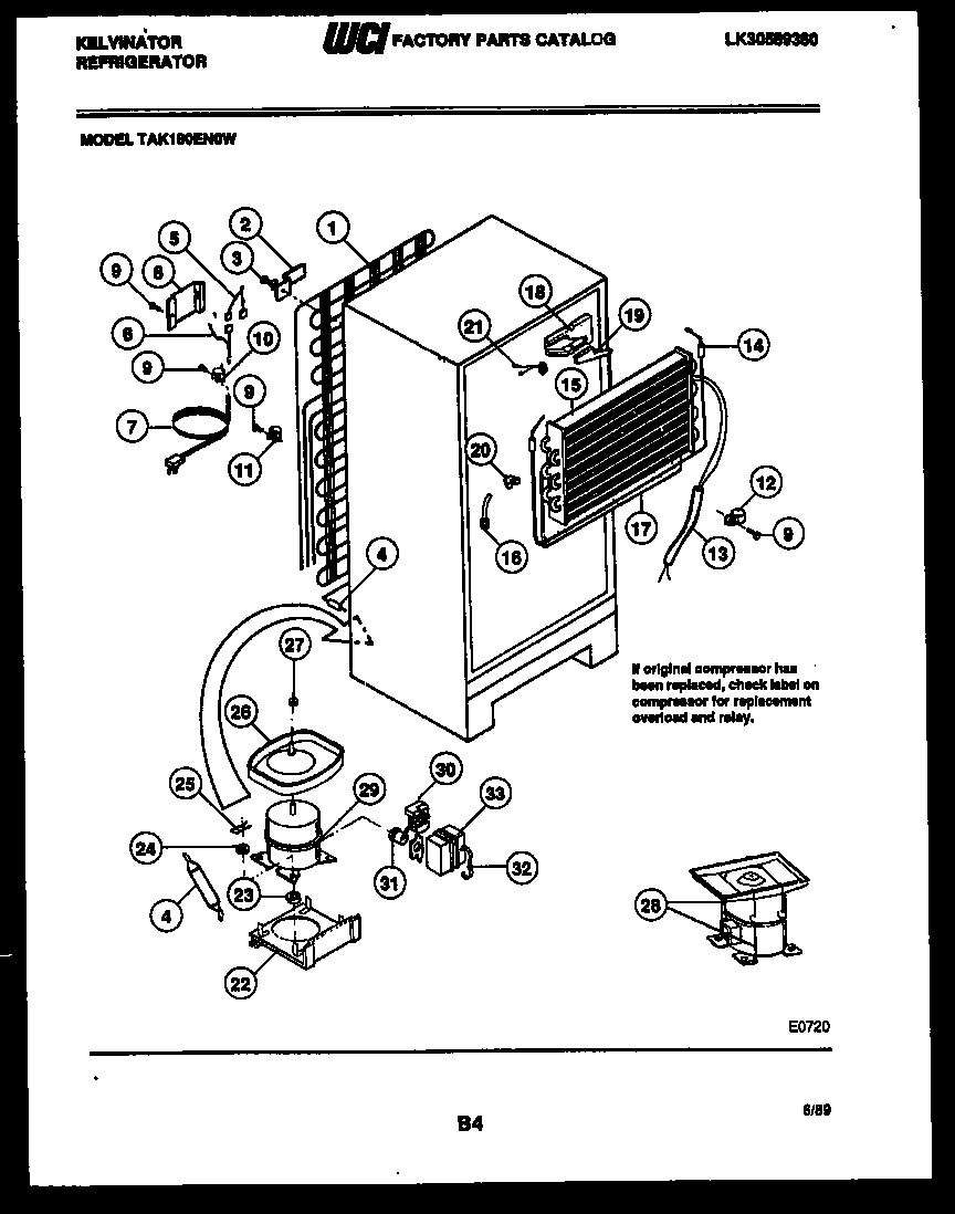 Kelvinator TAK180EN0T system and automatic defrost parts diagram