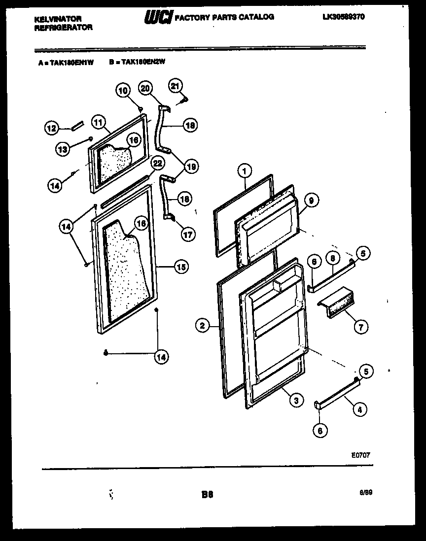Kelvinator TAK180EN1F door parts diagram