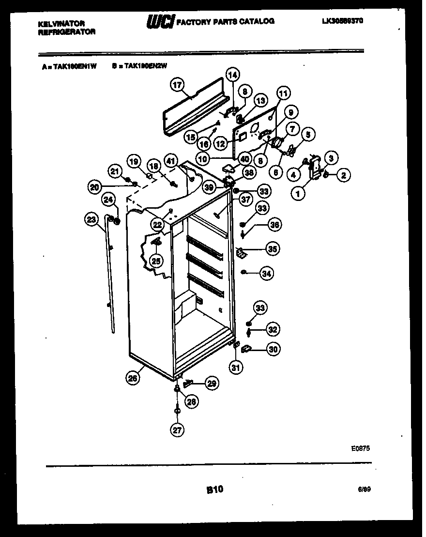 Kelvinator TAK180EN1F cabinet parts diagram