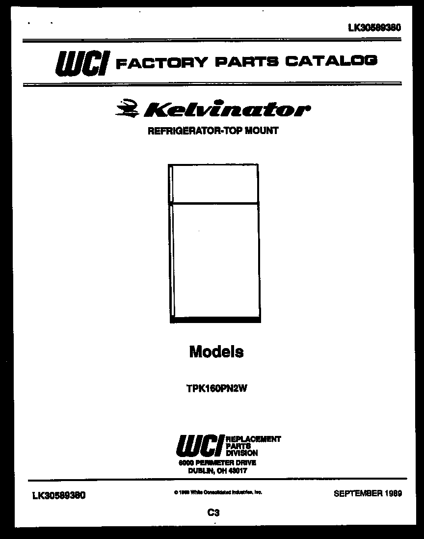 Kelvinator TPK160PN2D cover page diagram
