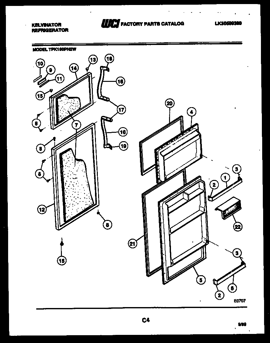 Kelvinator TPK160PN2D door parts diagram