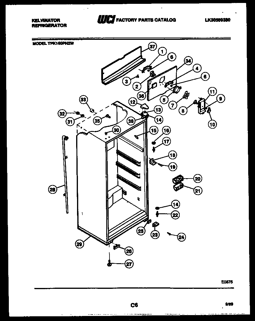 Kelvinator TPK160PN2D cabinet parts diagram