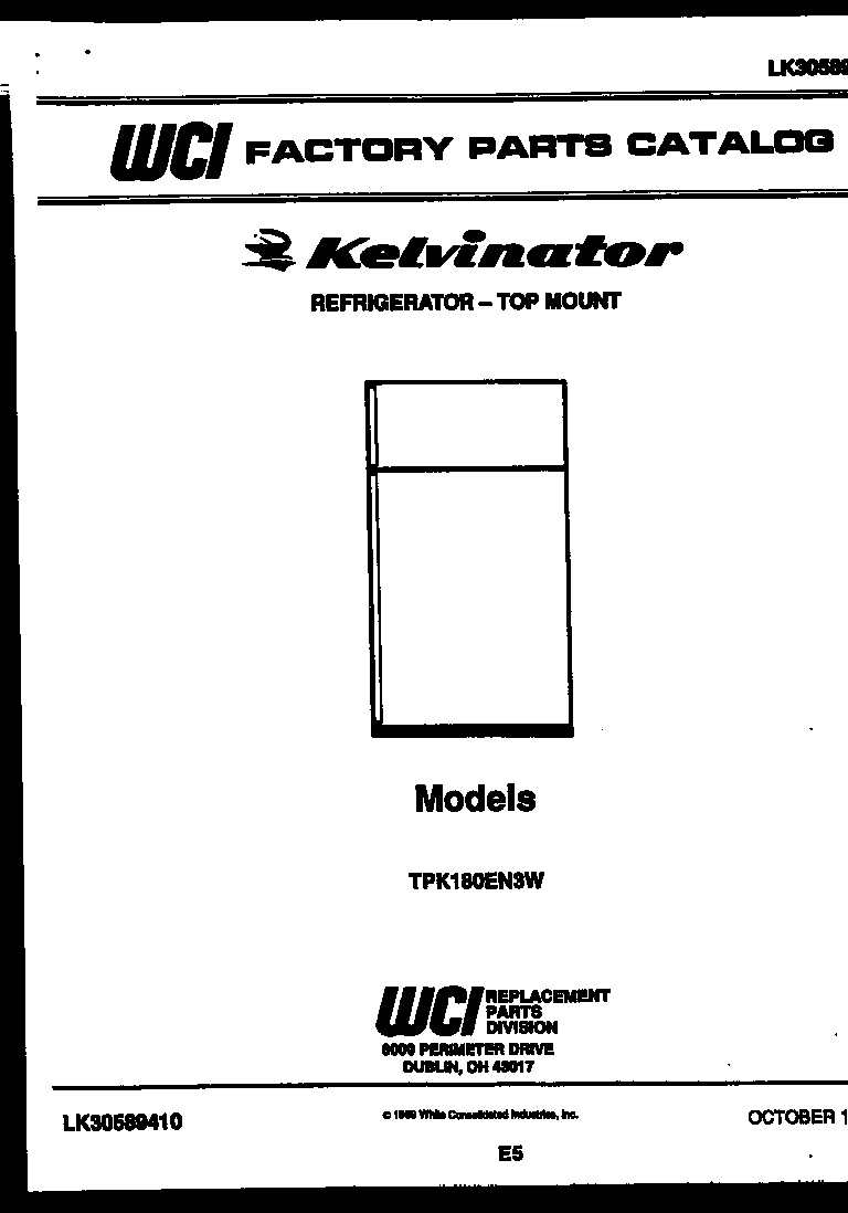 Kelvinator TPK180EN3D cover page diagram