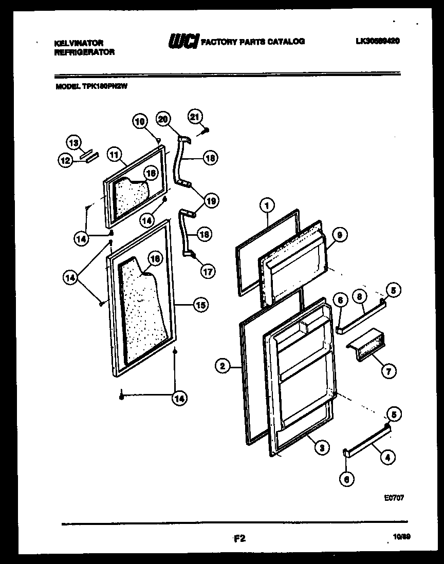Kelvinator TPK180PN2D door parts diagram