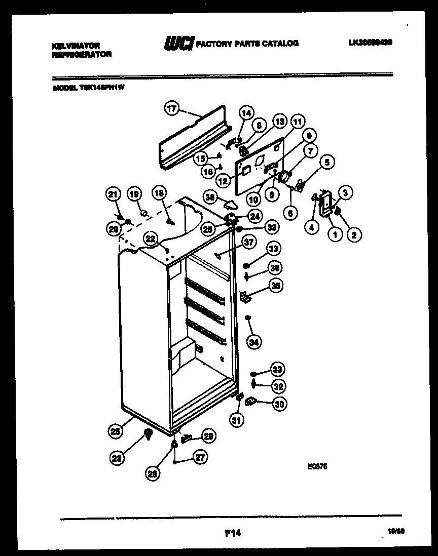 Kelvinator TSK145PN1V cabinet parts diagram