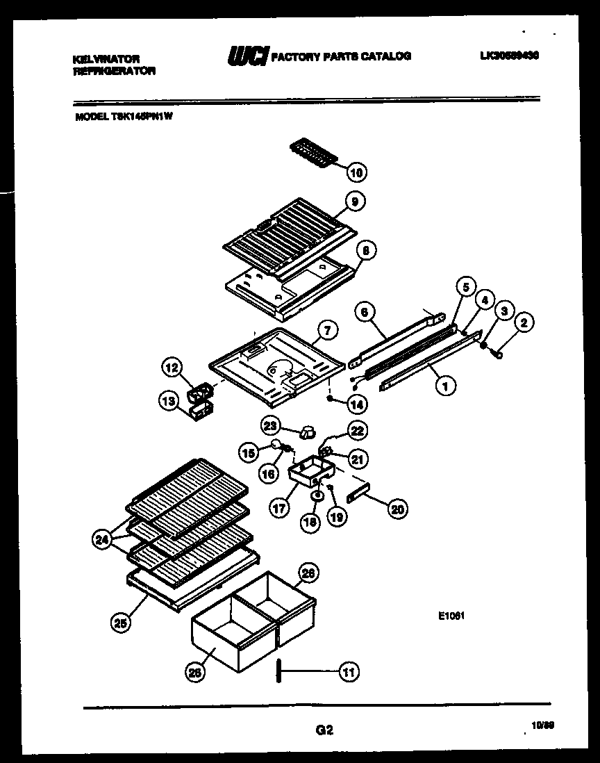 Kelvinator TSK145PN1V shelves and supports diagram