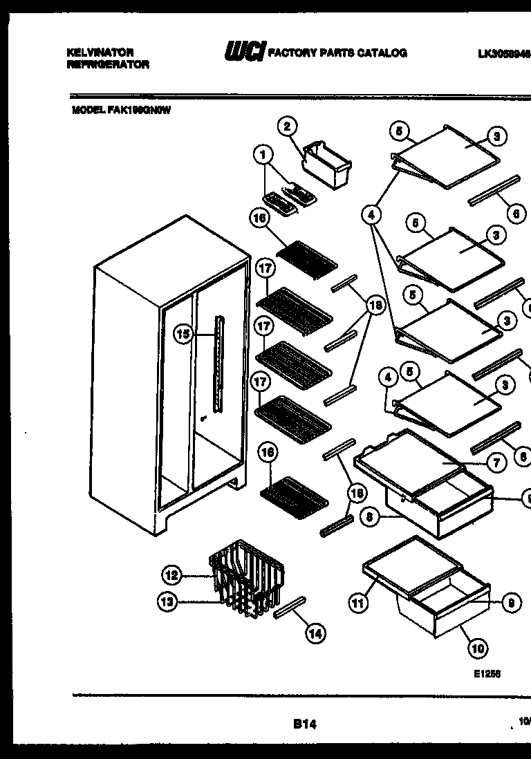 Kelvinator FAK190GN0V shelves and supports diagram