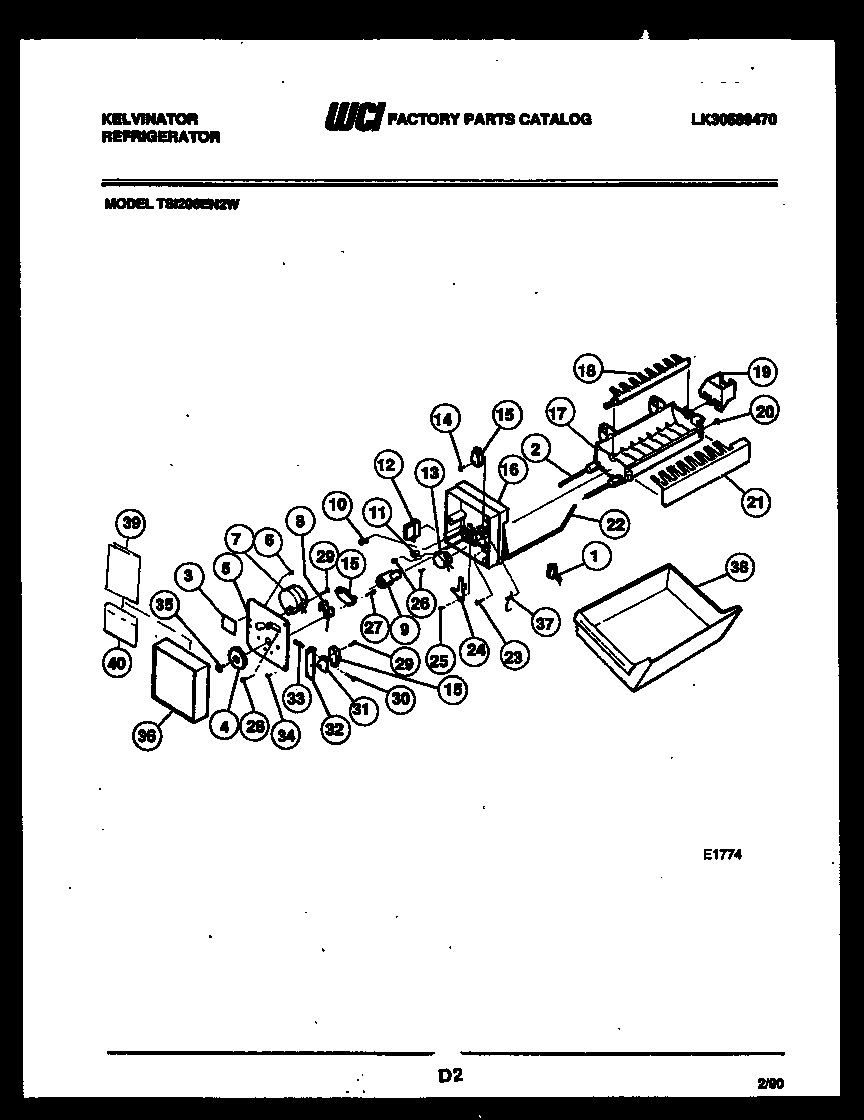Kelvinator TSI206EN2T ice maker parts diagram