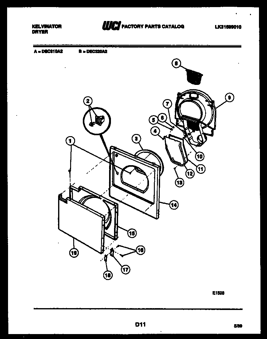 Kelvinator DEC320A2W component parts diagram
