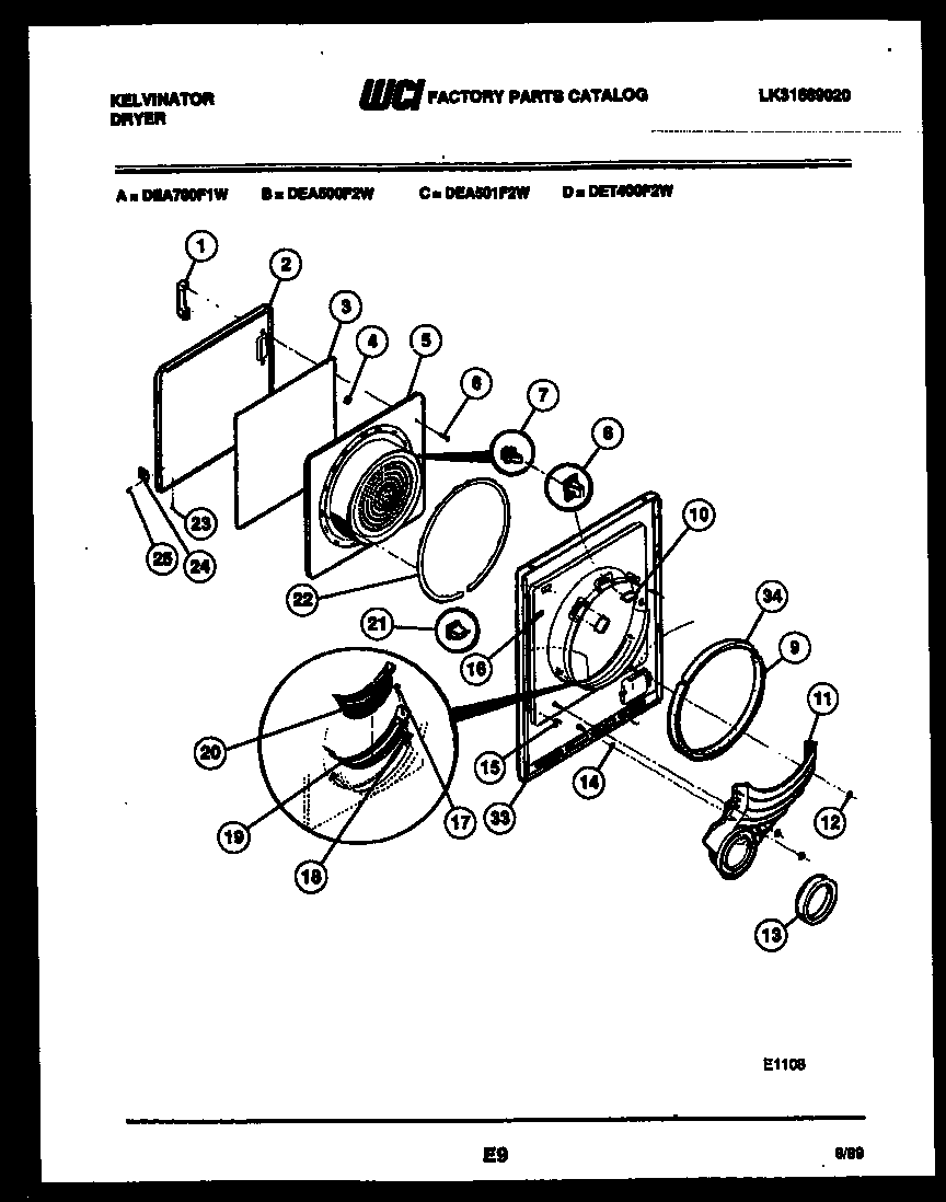 Kelvinator DEA501F2D door parts diagram