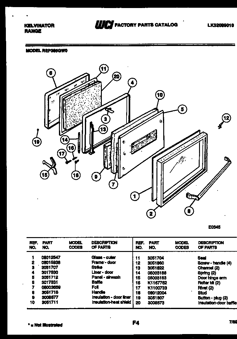 Kelvinator REP305GT0 door parts diagram