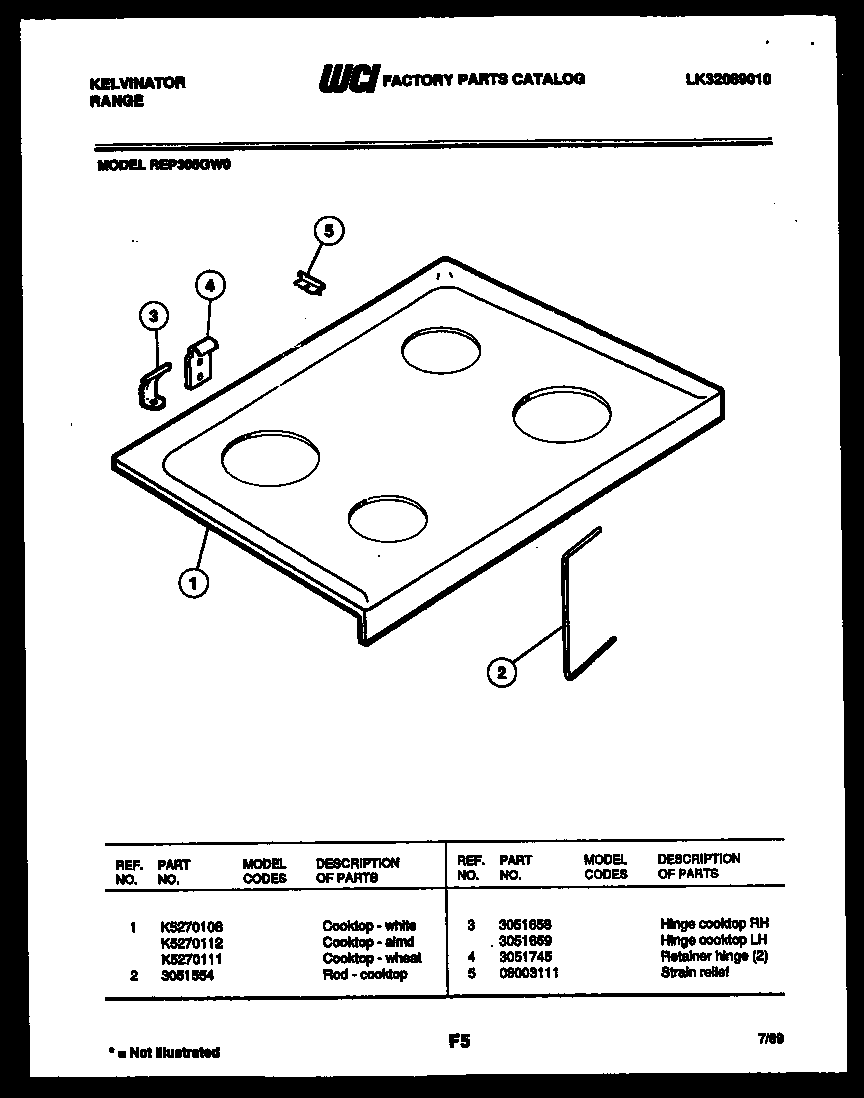 Kelvinator REP305GT0 cooktop parts diagram