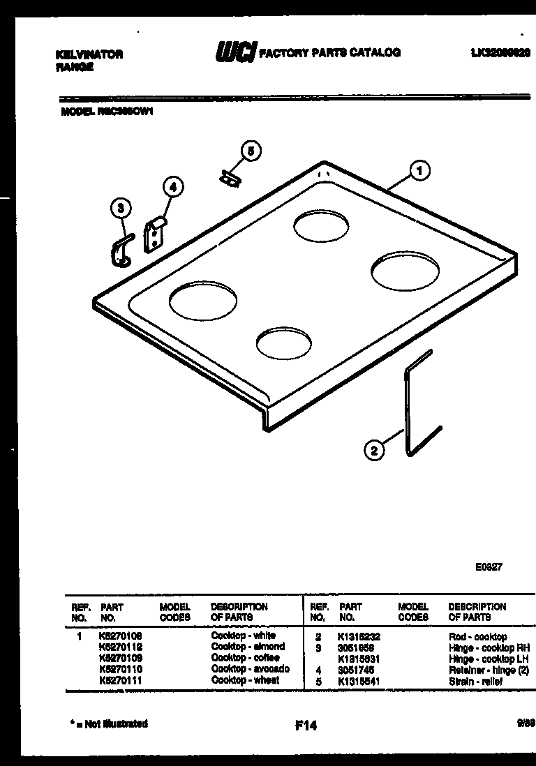 Kelvinator REC305CW1 cooktop parts diagram