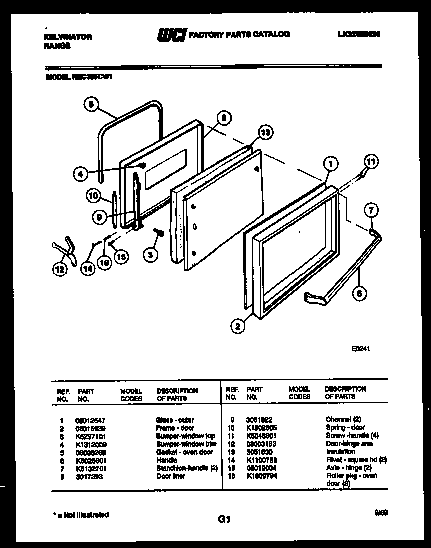 Kelvinator REC305CW1 door parts diagram