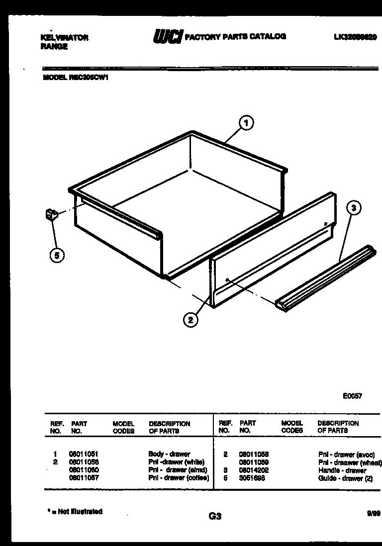 Kelvinator REC305CW1 drawer parts diagram