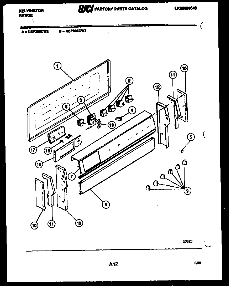 Kelvinator REP305CW3 backguard parts diagram
