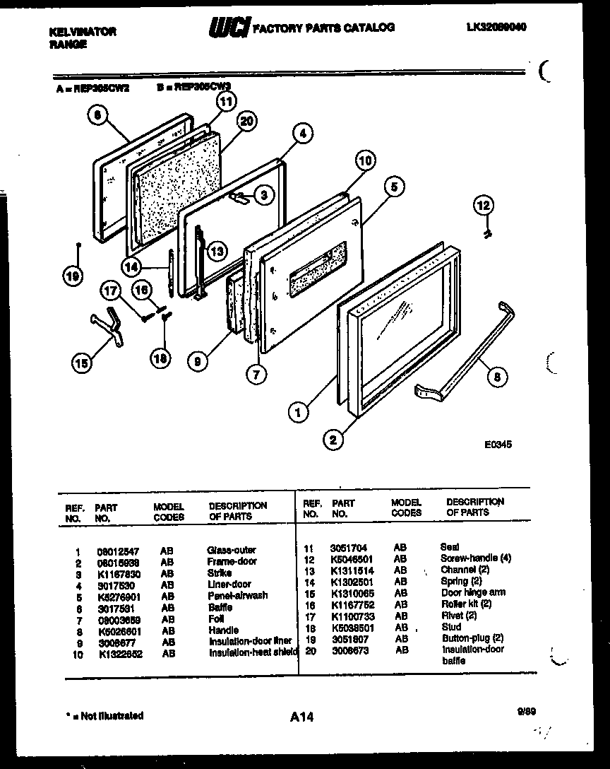 Kelvinator REP305CW3 door parts diagram