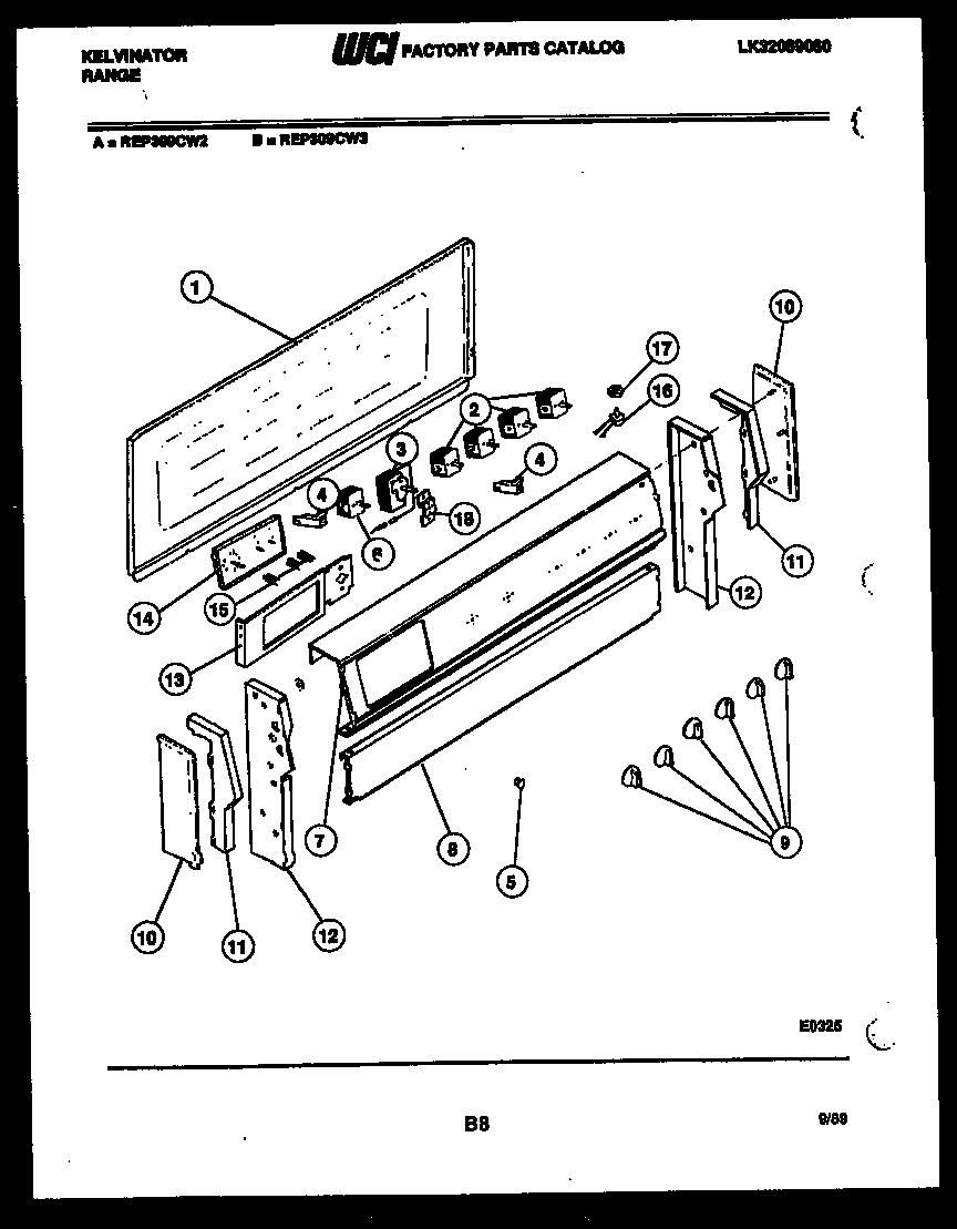 Kelvinator REP309CW2 backguard parts diagram