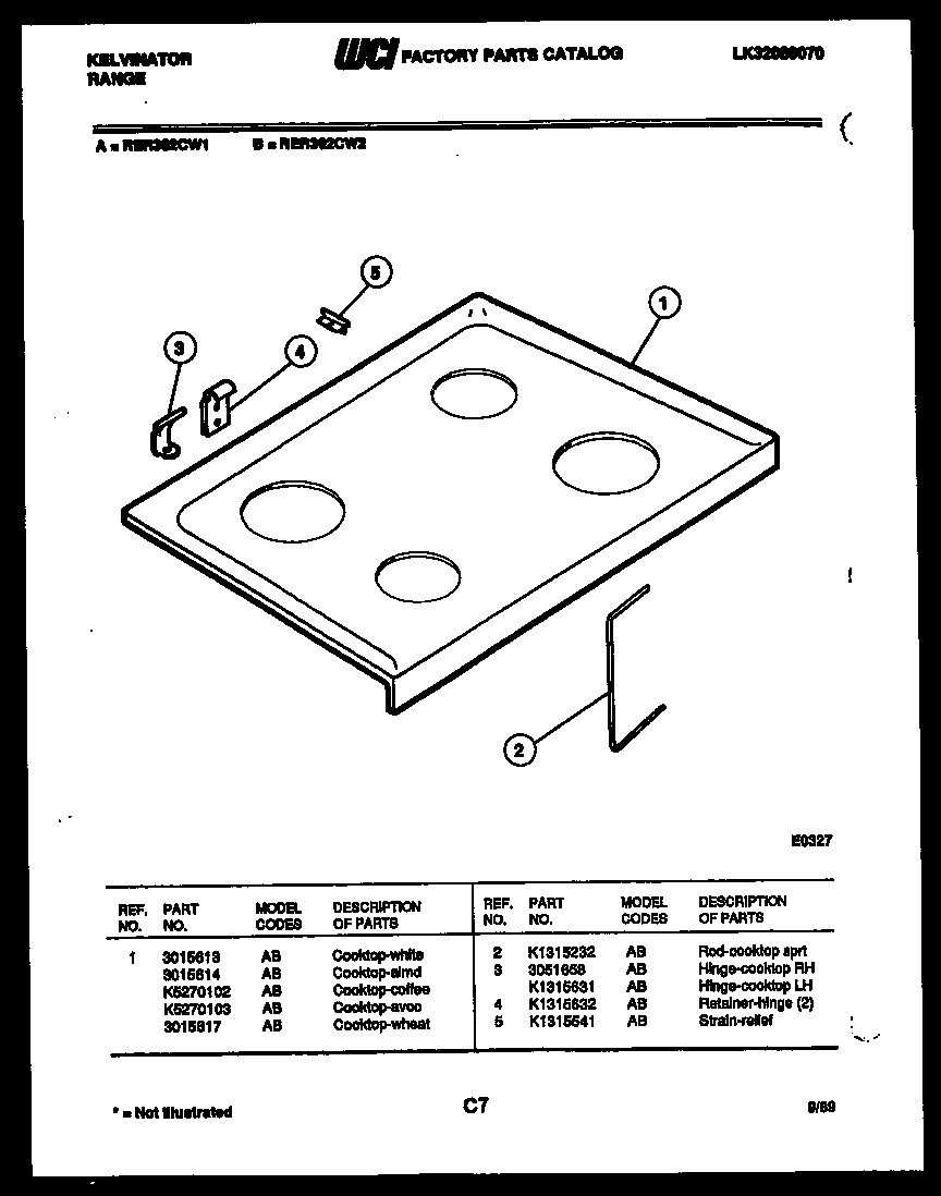 Kelvinator RER302CT2 cooktop parts diagram