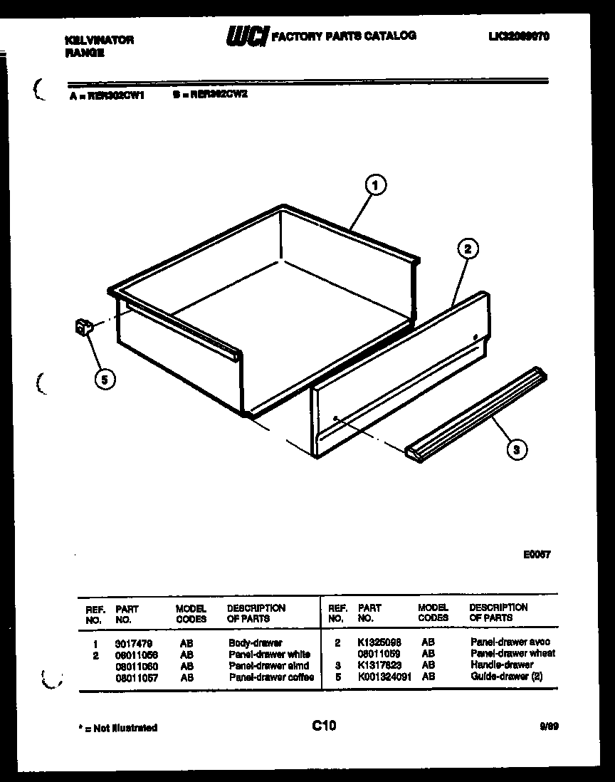 Kelvinator RER302CT2 drawer parts diagram