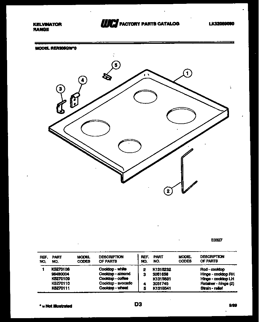 Kelvinator RER305GT0 cooktop parts diagram
