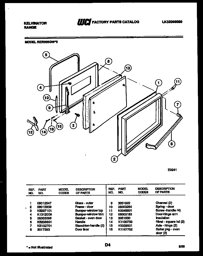 Kelvinator RER305GT0 door parts diagram
