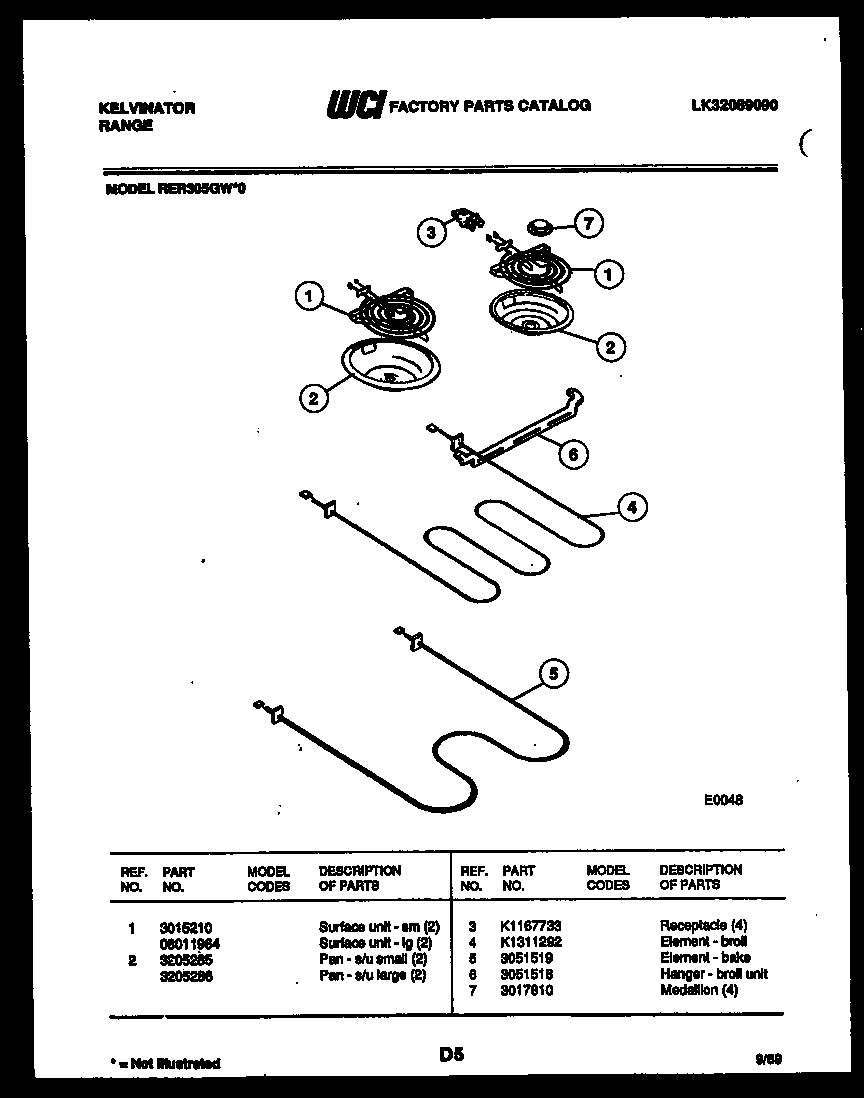 Kelvinator RER305GT0 broiler parts diagram