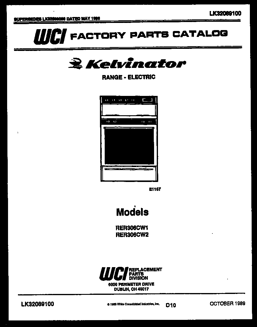 Kelvinator RER306CW2 cover diagram