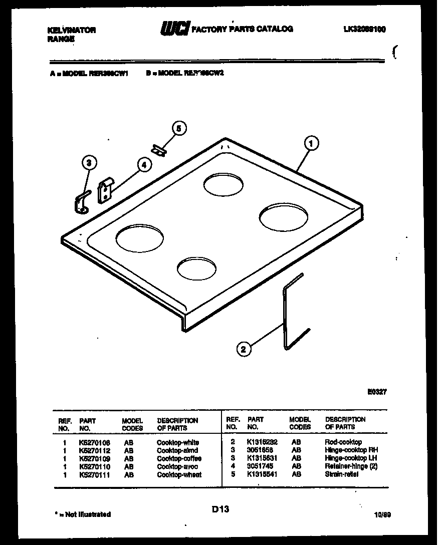 Kelvinator RER306CW2 cooktop parts diagram