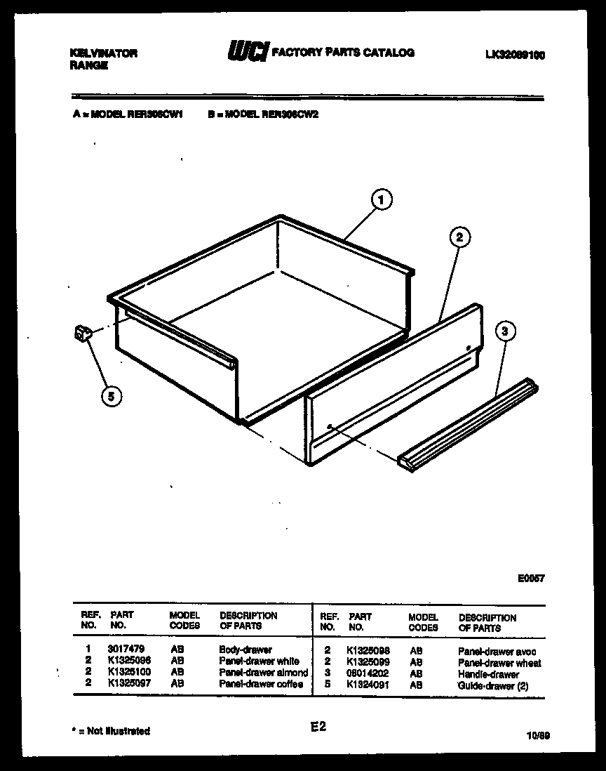 Kelvinator RER306CW2 drawer parts diagram