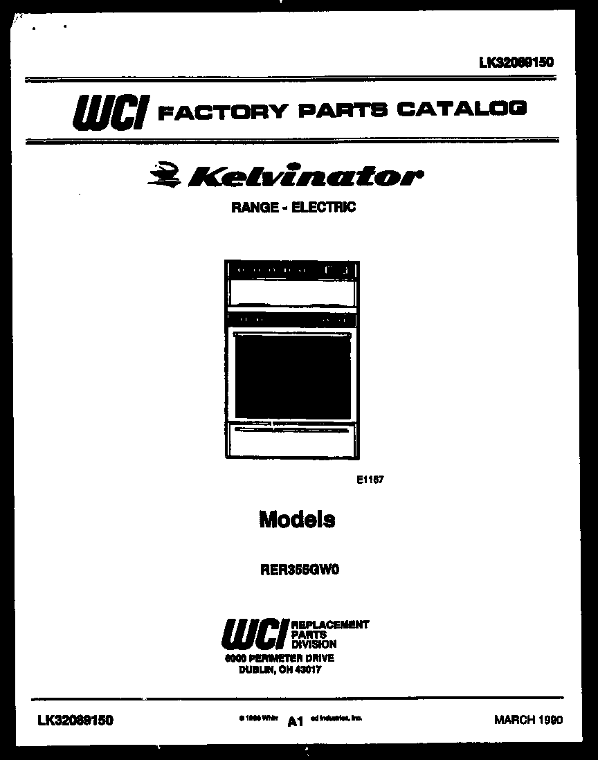 Kelvinator RER355GW0 cover diagram