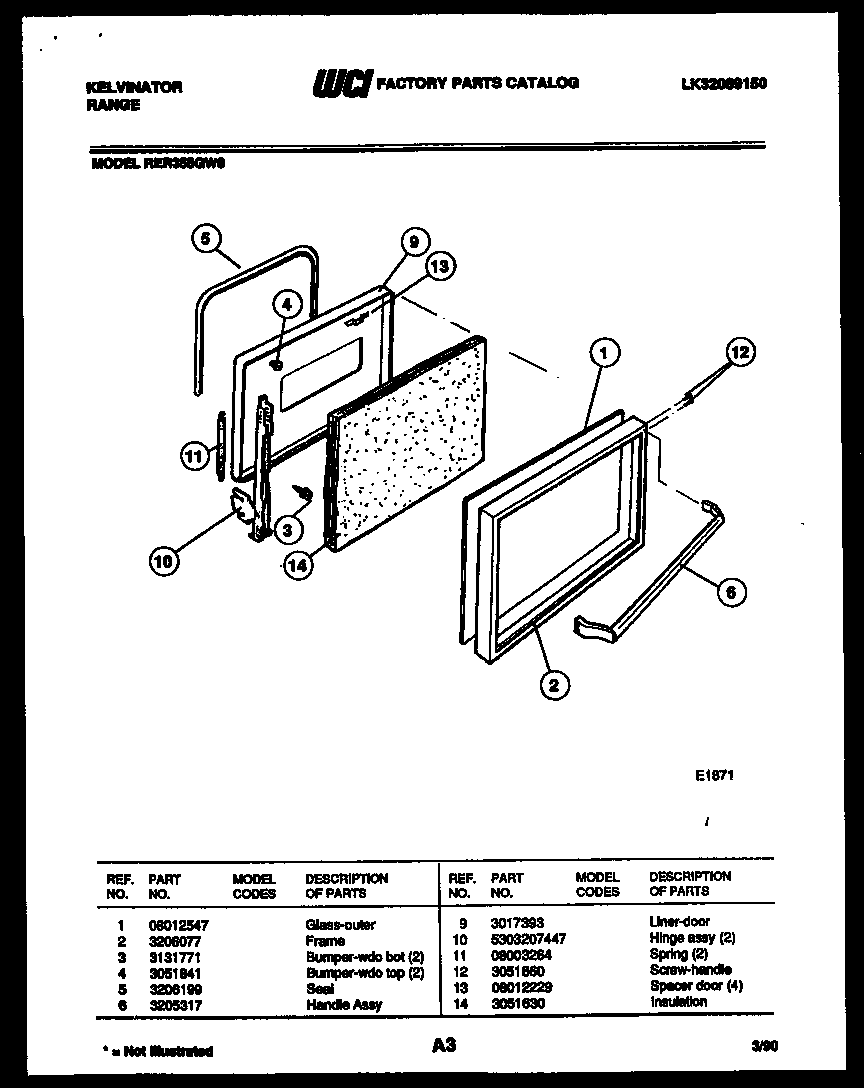 Kelvinator RER355GW0 door parts diagram