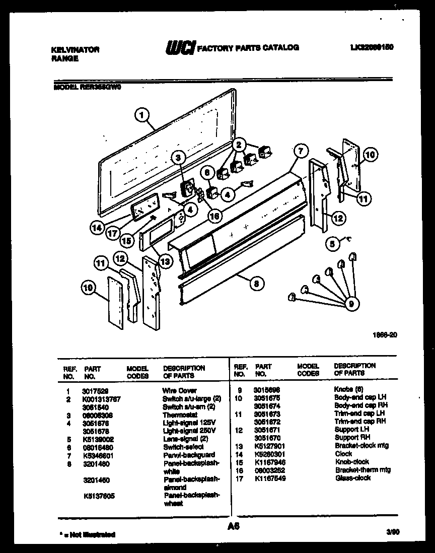 Kelvinator RER355GW0 backguard parts diagram