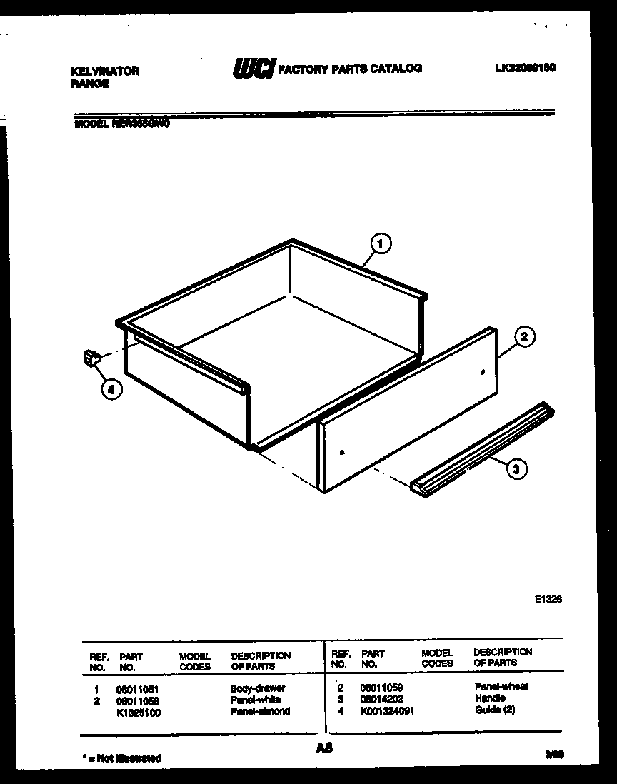 Kelvinator RER355GW0 drawer parts diagram