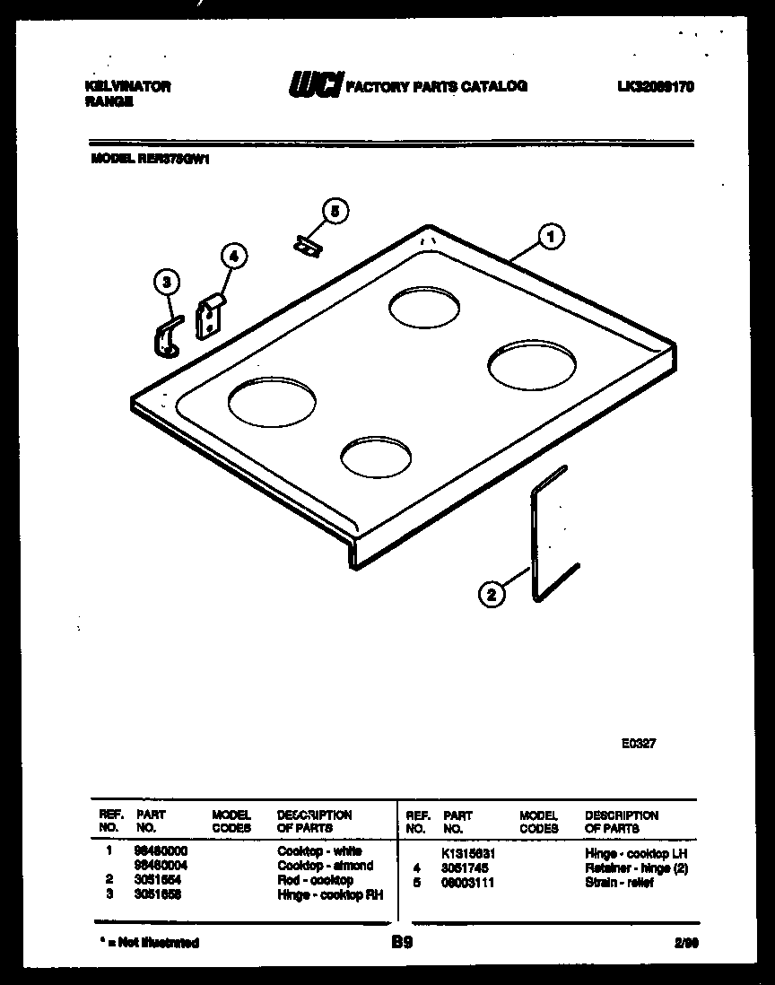 Kelvinator RER375GD1 cooktop parts diagram