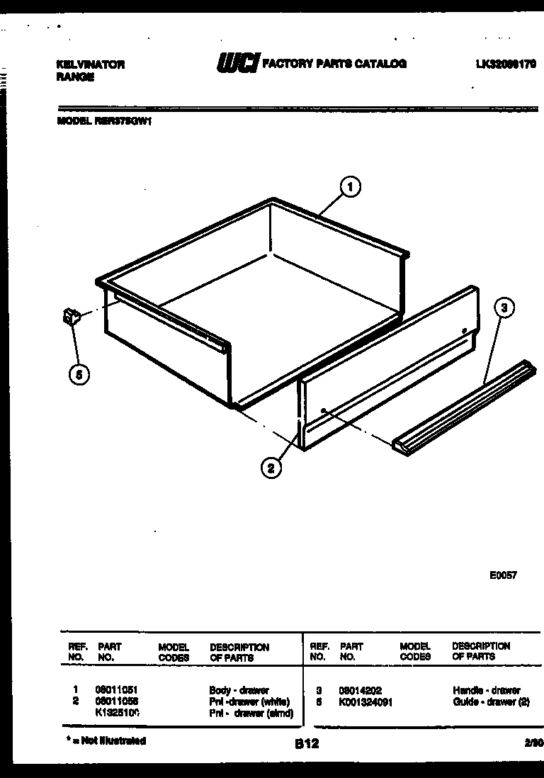 Kelvinator RER375GD1 drawer parts diagram